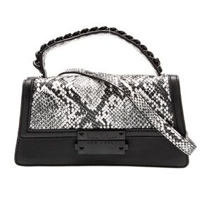 Nicole Miller Black and White Snakeskin Handbag